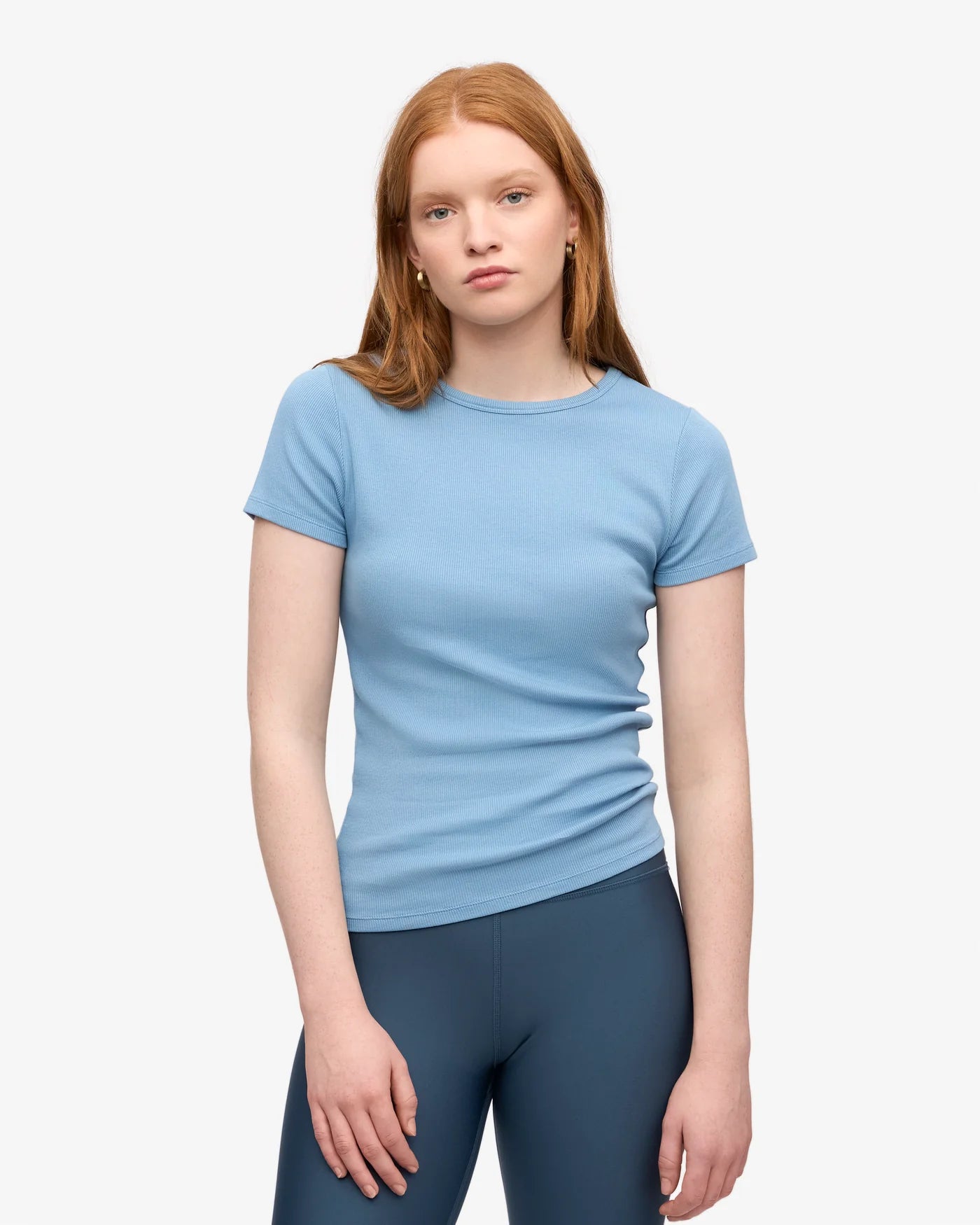 Žebrované triko - COLORFUL STANDARD Rib Tee-Seaside blue
